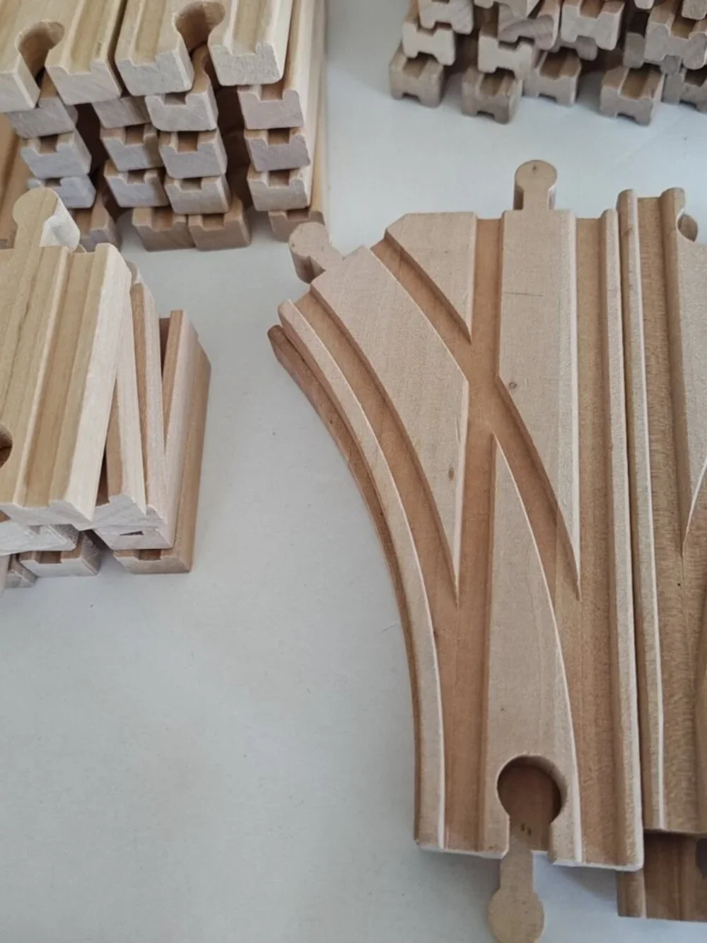 Wooden Train Railway Set 62 Pieces Brio-Compatible Track Train and extras